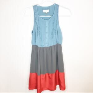 Anthropologie | Moulinette‎ Soeurs Women Size 2 Sabine Dress Blue Gray Ruffle
